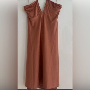 Abercrombie & Fitch Halter Satin Slip Midi Dress